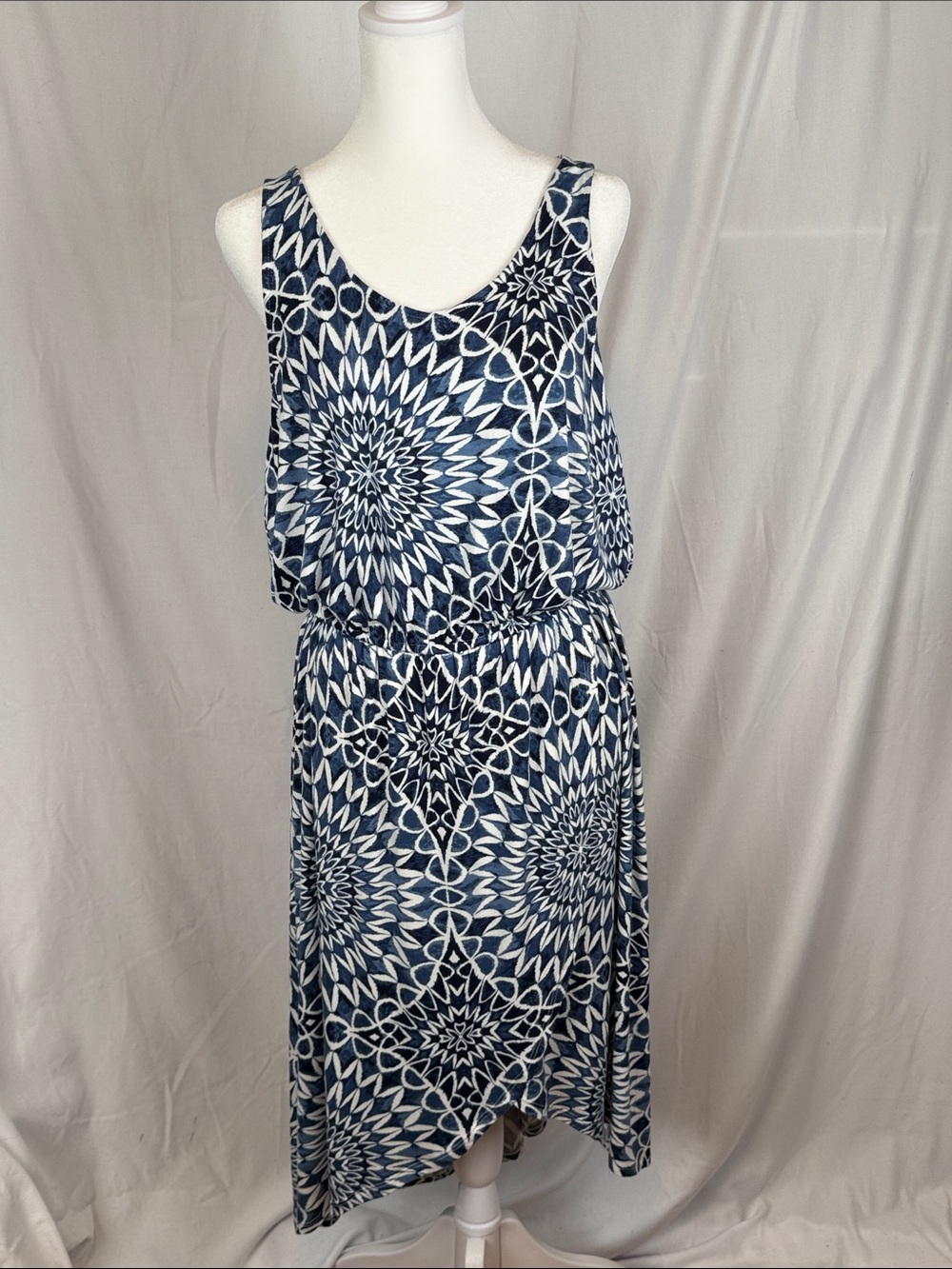 Women's Gap Sleeveless High Low Hemline Wrap-Style Geometric Dress Size Large